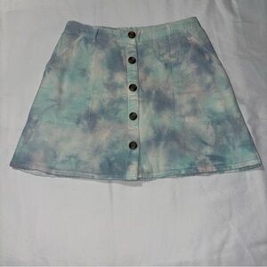NWT American Eagle Linen Blend Pastel Tie Dyed Button Front Mini-Skirt Medium